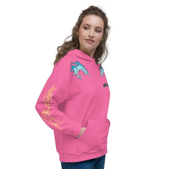 PokeGang Unisex Light Pink Long Sleeve Kangaroo Pocket Pullover Trio Hoodie - Picture 5 of 6